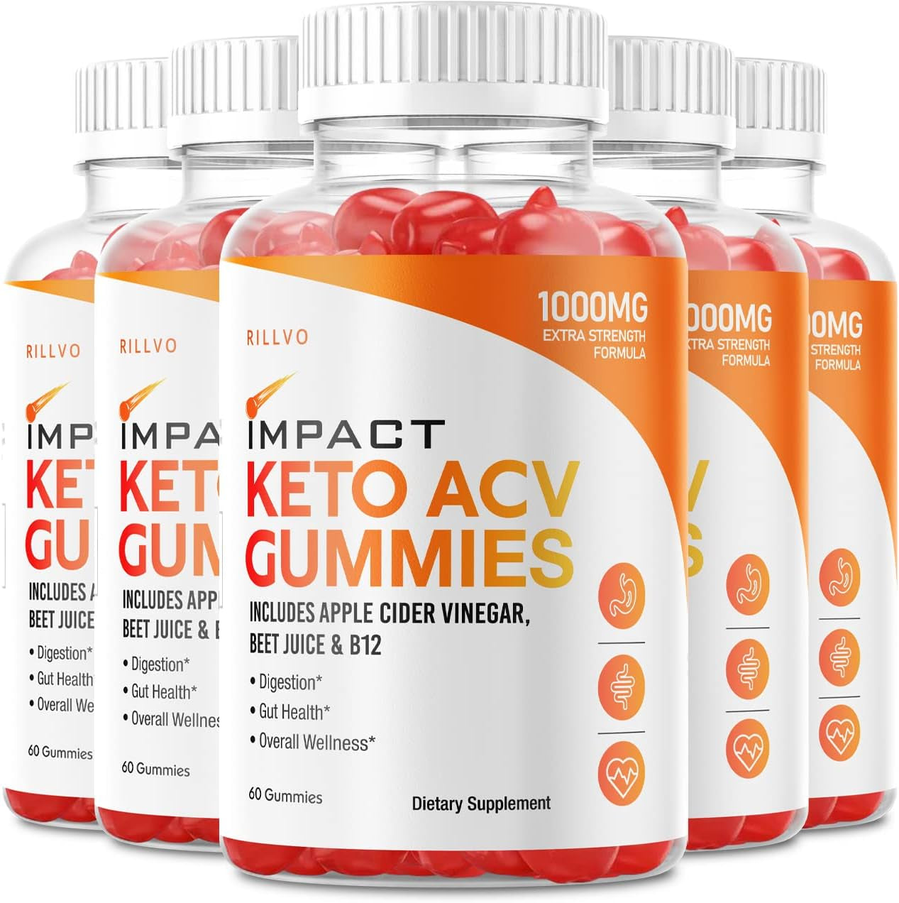 (5 Pack) Impact Keto Gummies Advanced Formula Impact Keto ACV Gummies Apple Cider Vinegar (300 Gummies)