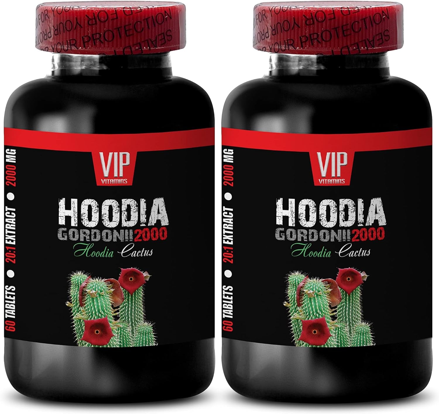 VIP VITAMINS Digestion for Women - HOODIA GORDONII (Cactus) 2000 20:1 Extract - Hoodia Cactus Pills, 2 Bottles (120 Tablets)