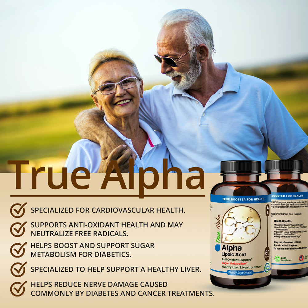 Truemed Alpha Lipoic Acid 600 Mg Support Antioxidant Sugar Metabolism Healthy Liver and Nerve 60 Capsules