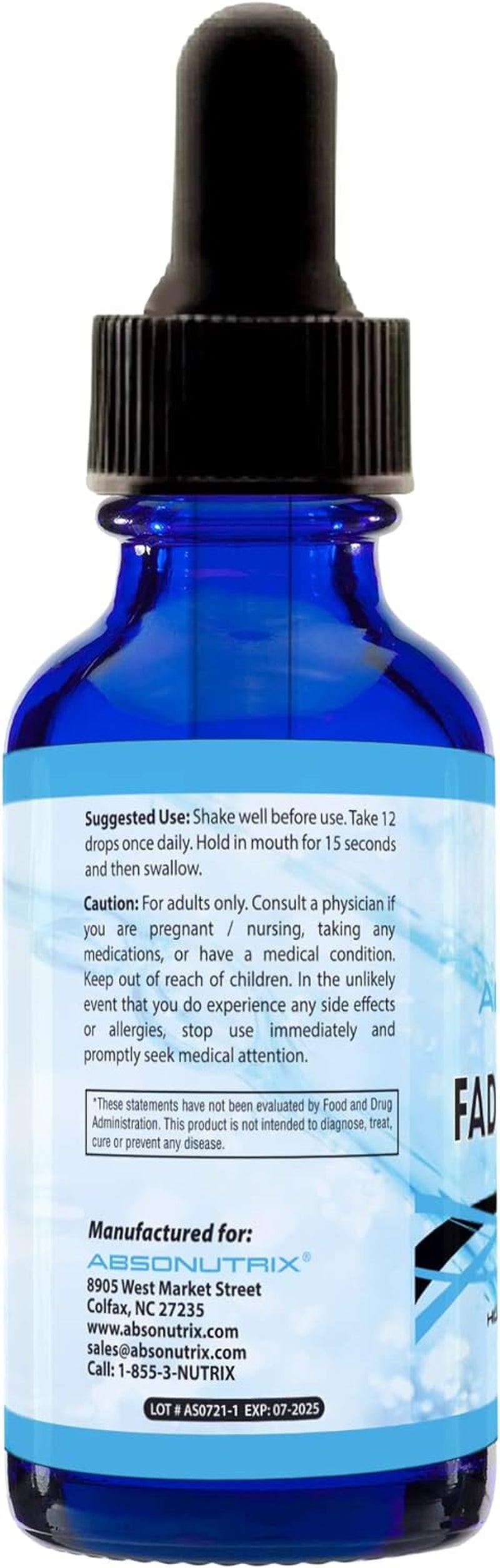 Absonutrix Fadogia Agrestis 590 Mg, 4 Oz Drops, General Health 200 Servings, Made in USA, Quick Absorption, Quality Ingredients, Third-Party Tested, Non-Gmo, GMP Certified, Cruelty Free Products