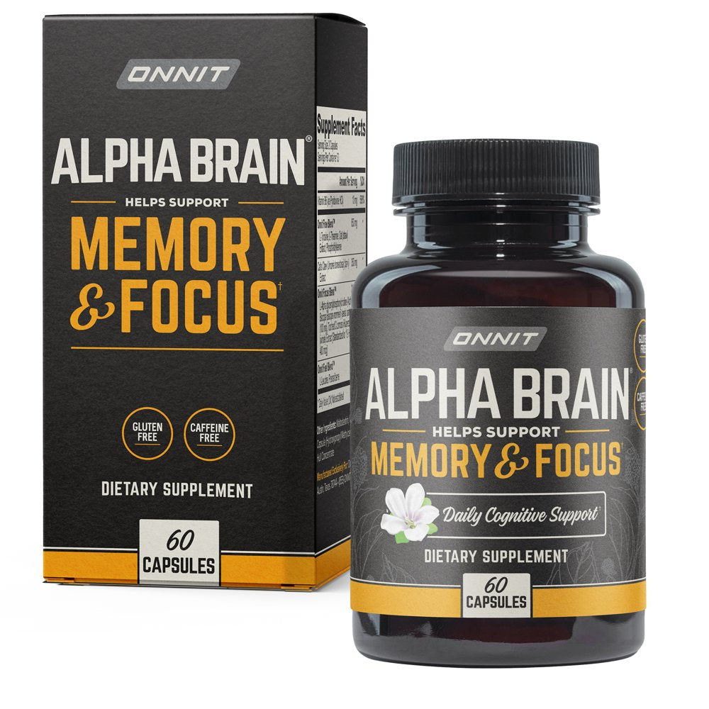 ONNIT Alpha BRAIN Premium Nootropic Brain Health Supplement, Memory and Focus Support, 60 Ct