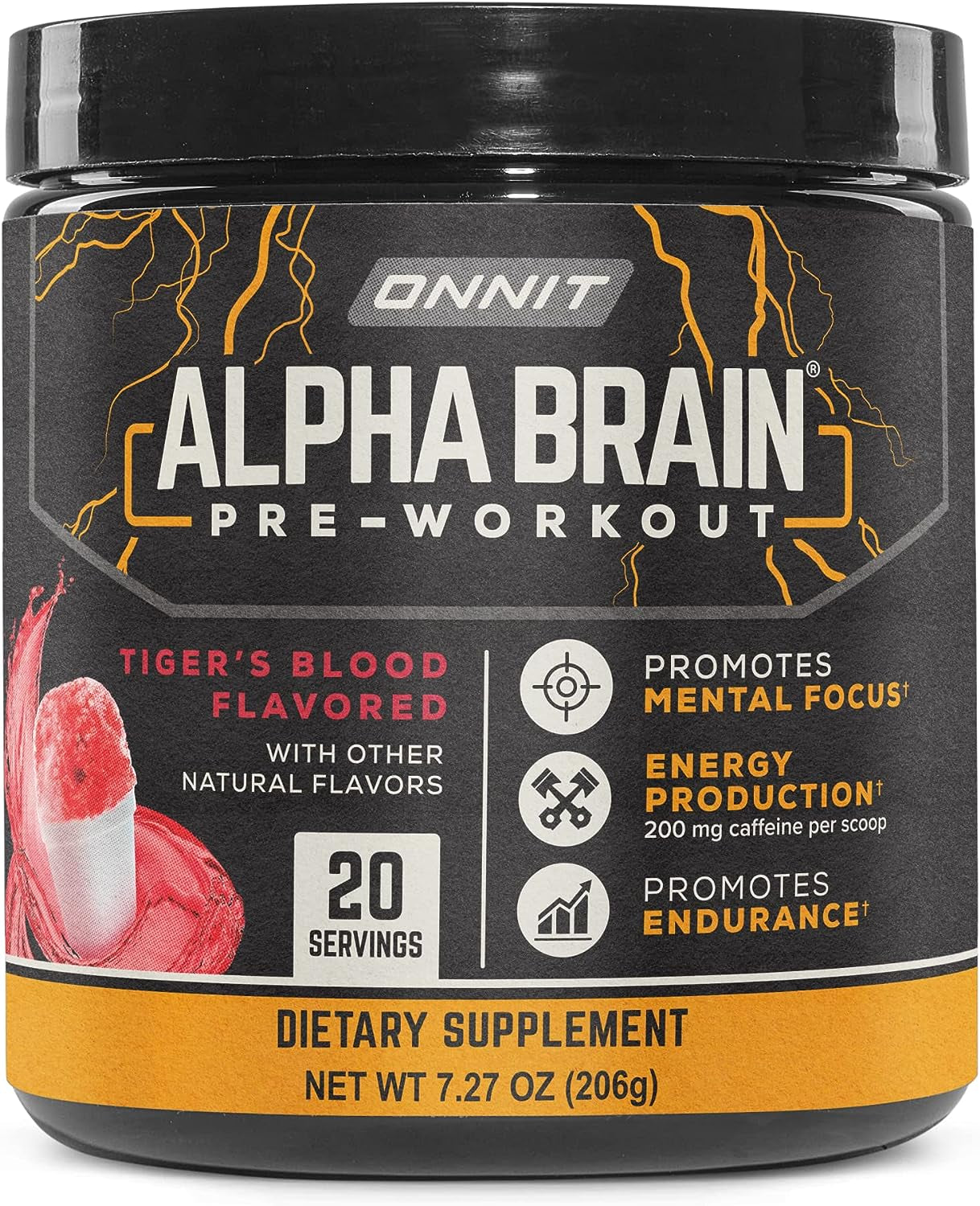 ONNIT Alpha Brain Pre-Workout - Tiger'S Blood (20 Serving Tub)