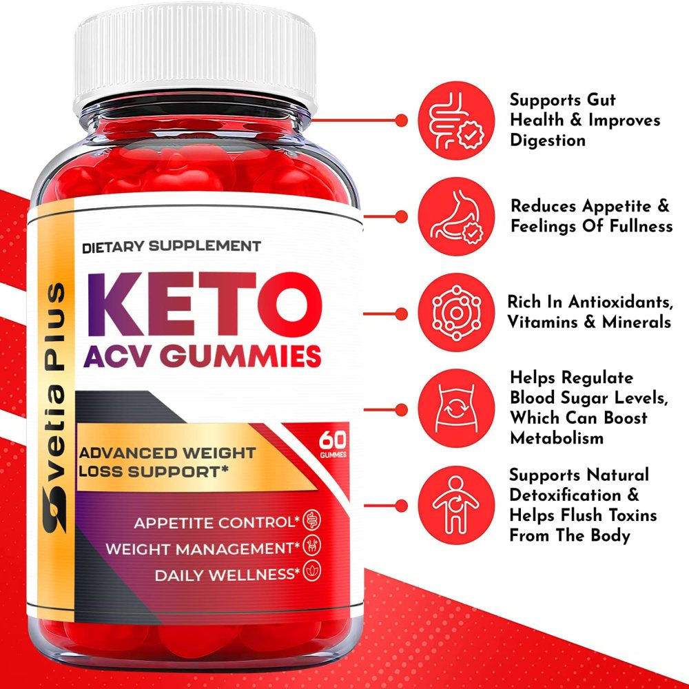 (2 Pack) Vetia plus Keto ACV Gummies - Supplement for Weight Loss - Energy & Focus Boosting Dietary Supplements for Weight Management & Metabolism - Fat Burn - 120 Gummies