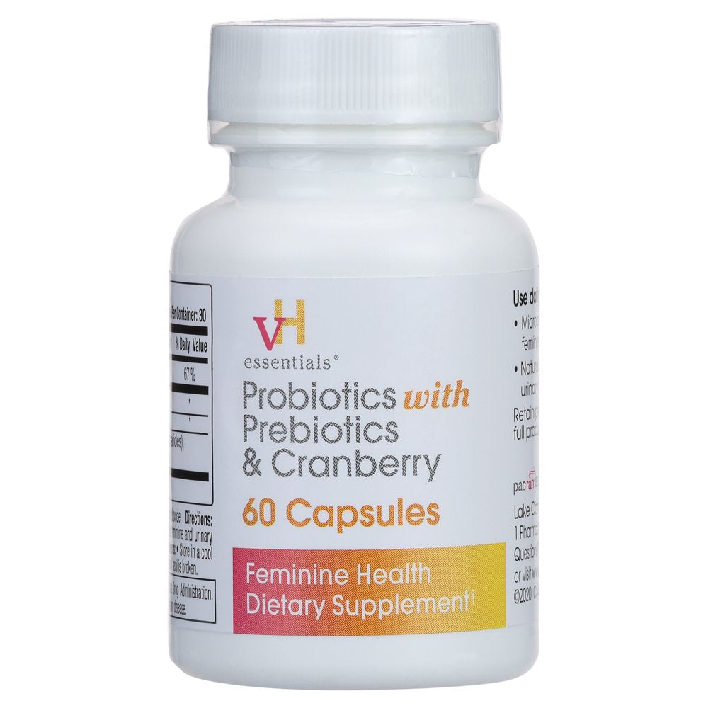 Vh Essentials Probiotics with Prebiotics and Cranberry Feminine Health Supplement - 60 Capsules