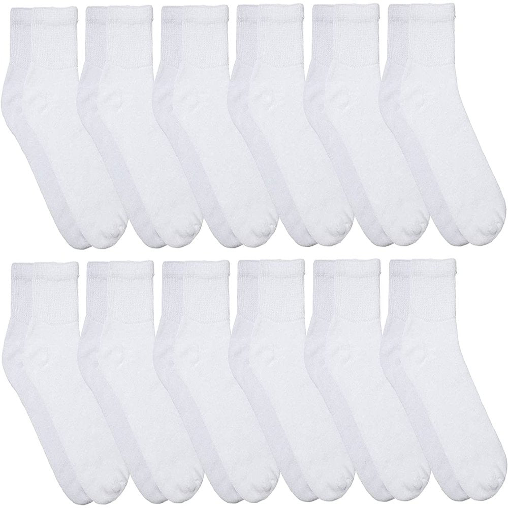 Yacht & Smith Value Pack of Diabetic Nephropathy and Edema Ankle Socks for Men and Women, Ring Spun Cotton (White - 12 Pairs, 10-13)