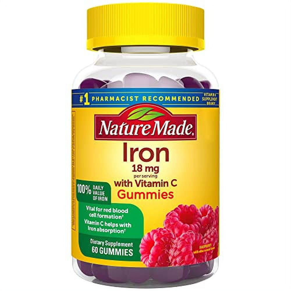 Nature Made Iron 18 Mg per Serving with Vitamin C, Dietary Supplement for Red Blood Cell Support, 60 Gummies, 30 Day Supply