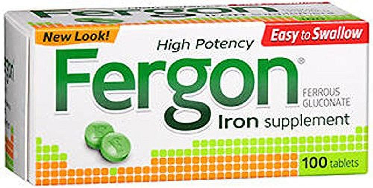 5 Pack - Fergon High Potency Iron Supplement Tablets - 100 Count