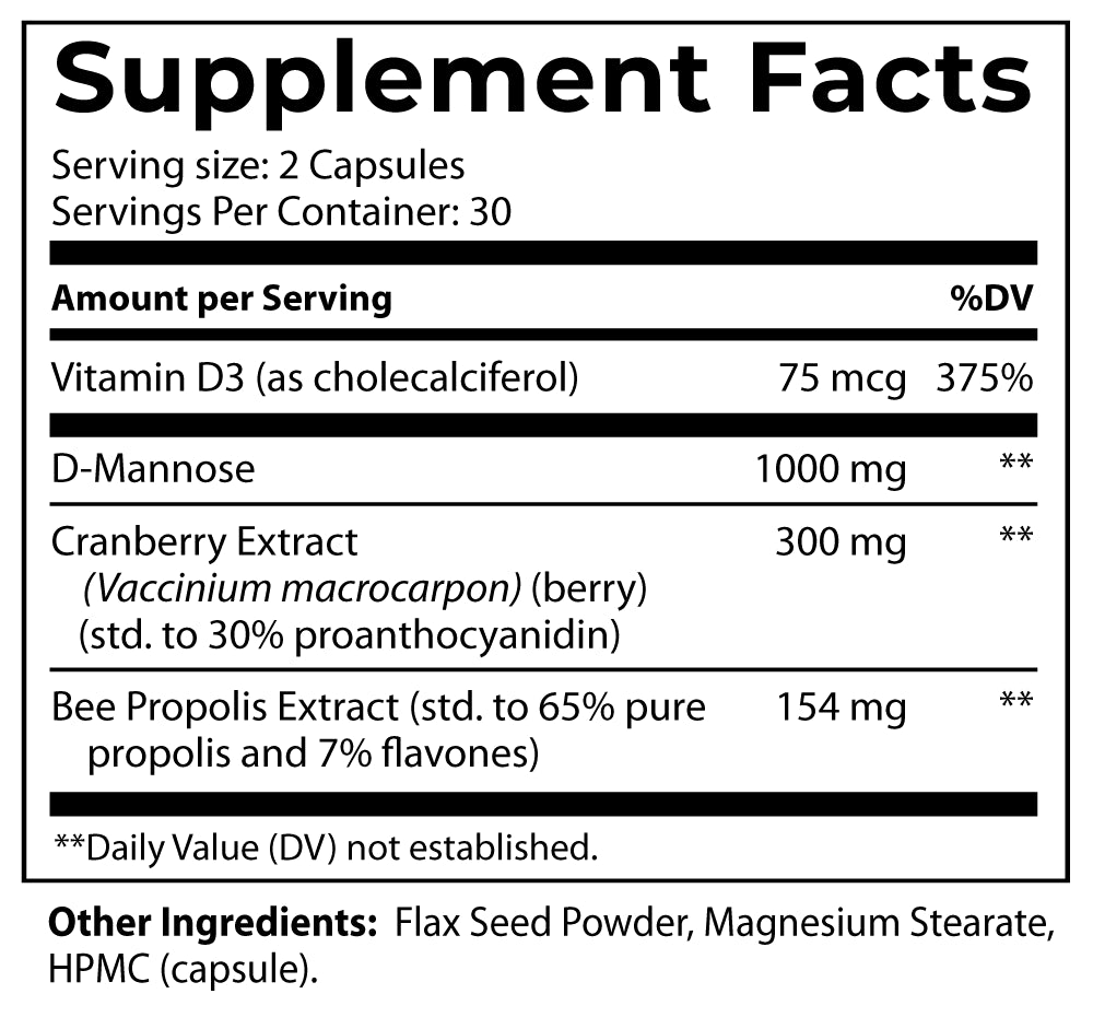 UT Fix D Mannose with Cranberry Supplement for Uti & Urinary Tract Health by Purehealth Research