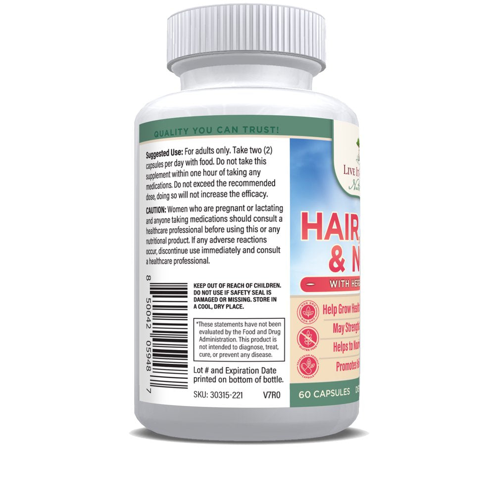 Live It Love It Hair Skin Nails Health Dietary Supplement with Multivitamins and Biotin (60 Caps)