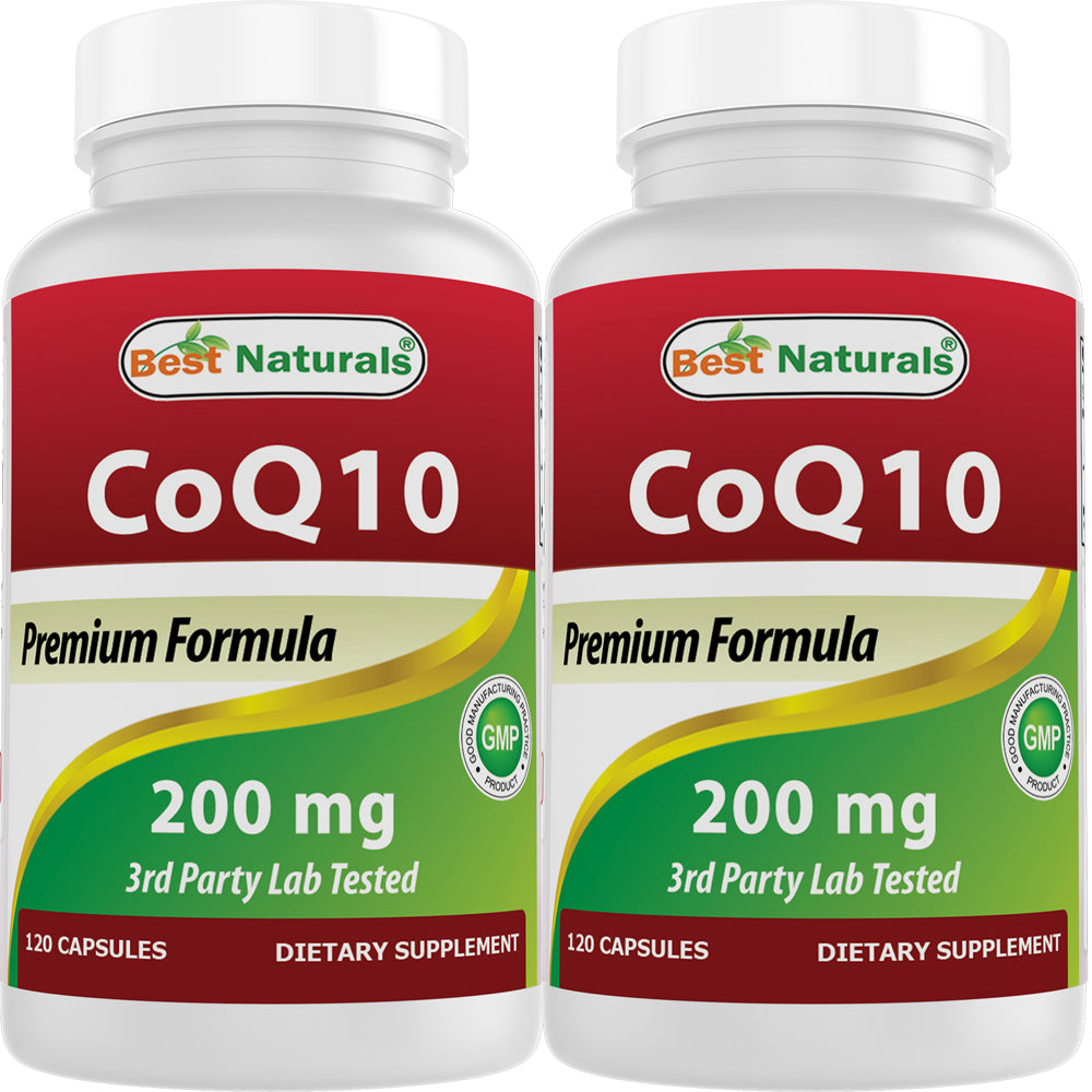 2 Pack Best Naturals COQ10 200 Mg 120 Capsules