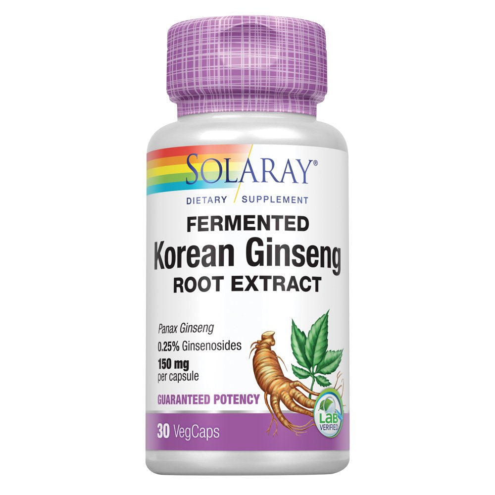 Solaray Fermented Korean Ginseng Root Extract | Healthy Stress, Energy & Physical Endurance Support | Vegan, Non-Gmo | 30 Vegcaps