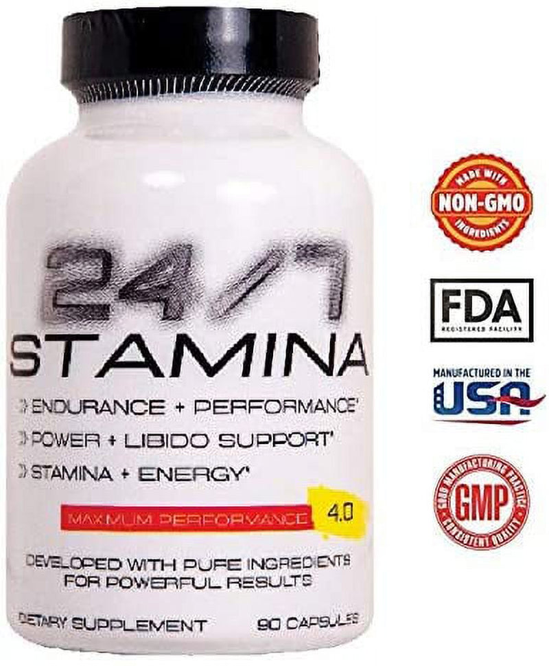 24/7 Stamina - All-Natural Energy Supplement- Endurance Booster - Energy Booster 90 Count Pentlab Made in USA