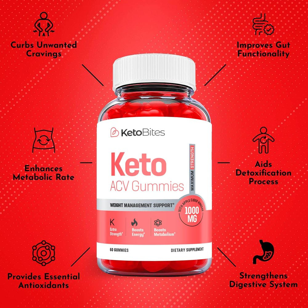 (3 Pack) Keto Bites Keto ACV Gummies - Supplement for Weight Loss - Energy & Focus Boosting Dietary Supplements for Weight Management & Metabolism - Fat Burn - 180 Gummies