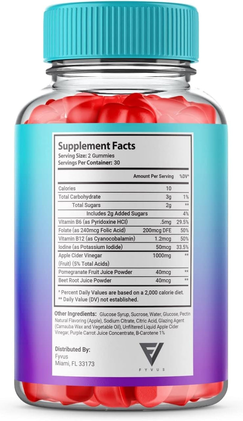 Keto ACV Gummies Advanced Weight Loss, ACV Keto Gummies Diet Belly Fat Folate Burner Apple Cider Vinegar B12 Supplement, Keto+Acv Detox Cleanse Vitamin Works Fast Folic Acid Beet Root (60 Gummies)