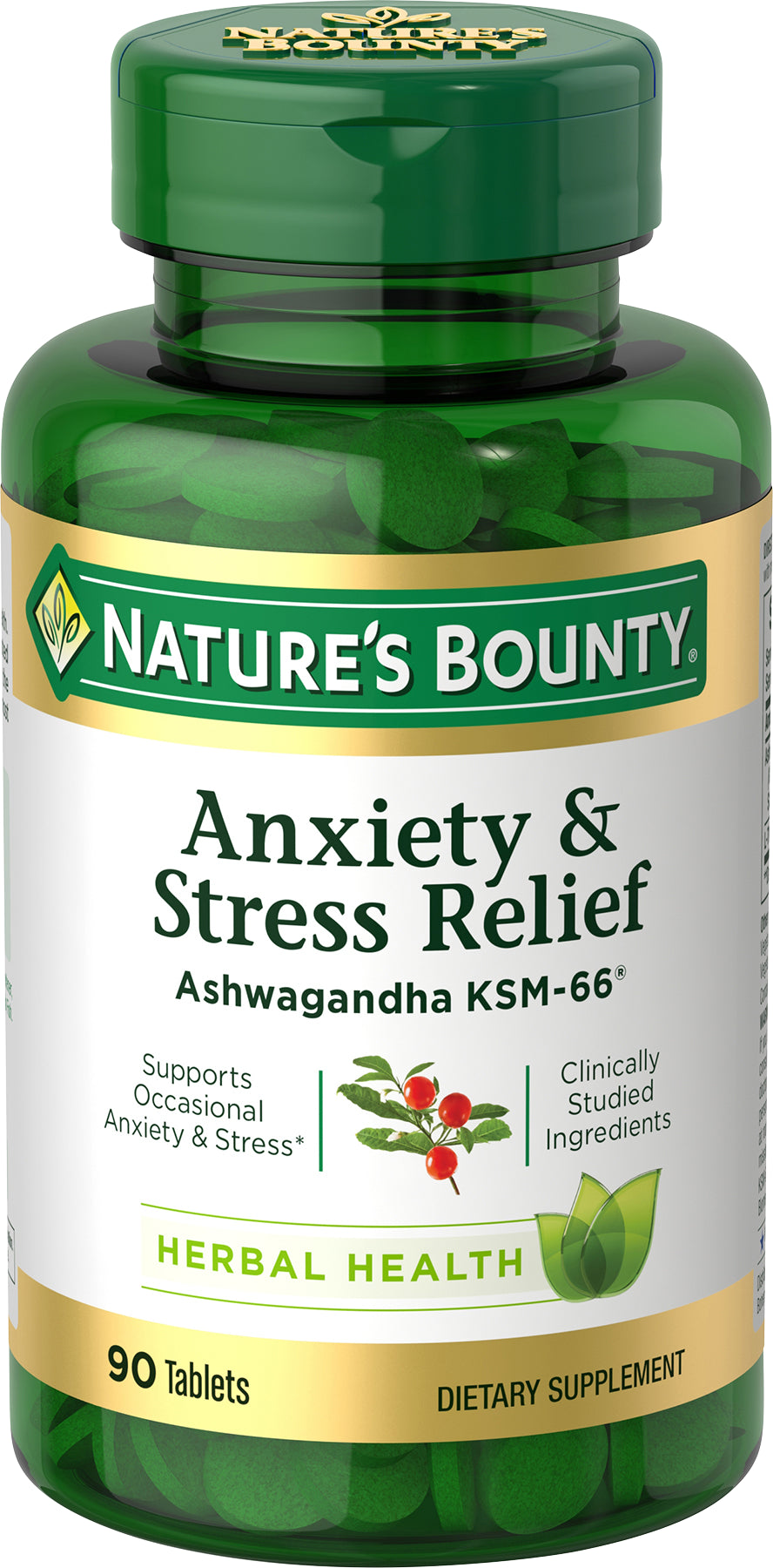 Nature'S Bounty Anxiety & Stress Relief Ashwagandha KSM-66, Dietary Supplement, Tablets, 90 Ct