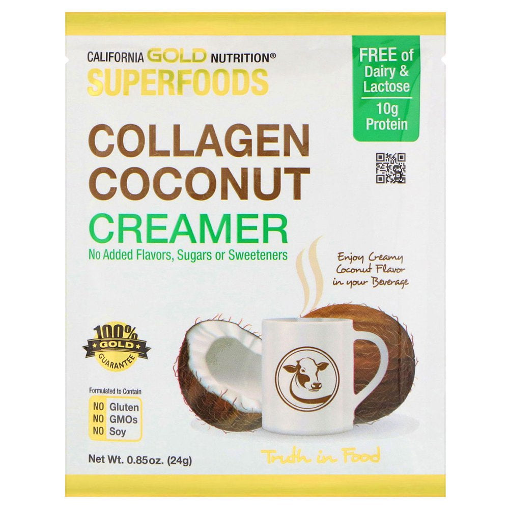 California Gold Nutrition, SUPERFOODS, Collagen Coconut Creamer, Unsweetened, 12 Packets 0.85 Oz Pack of 3