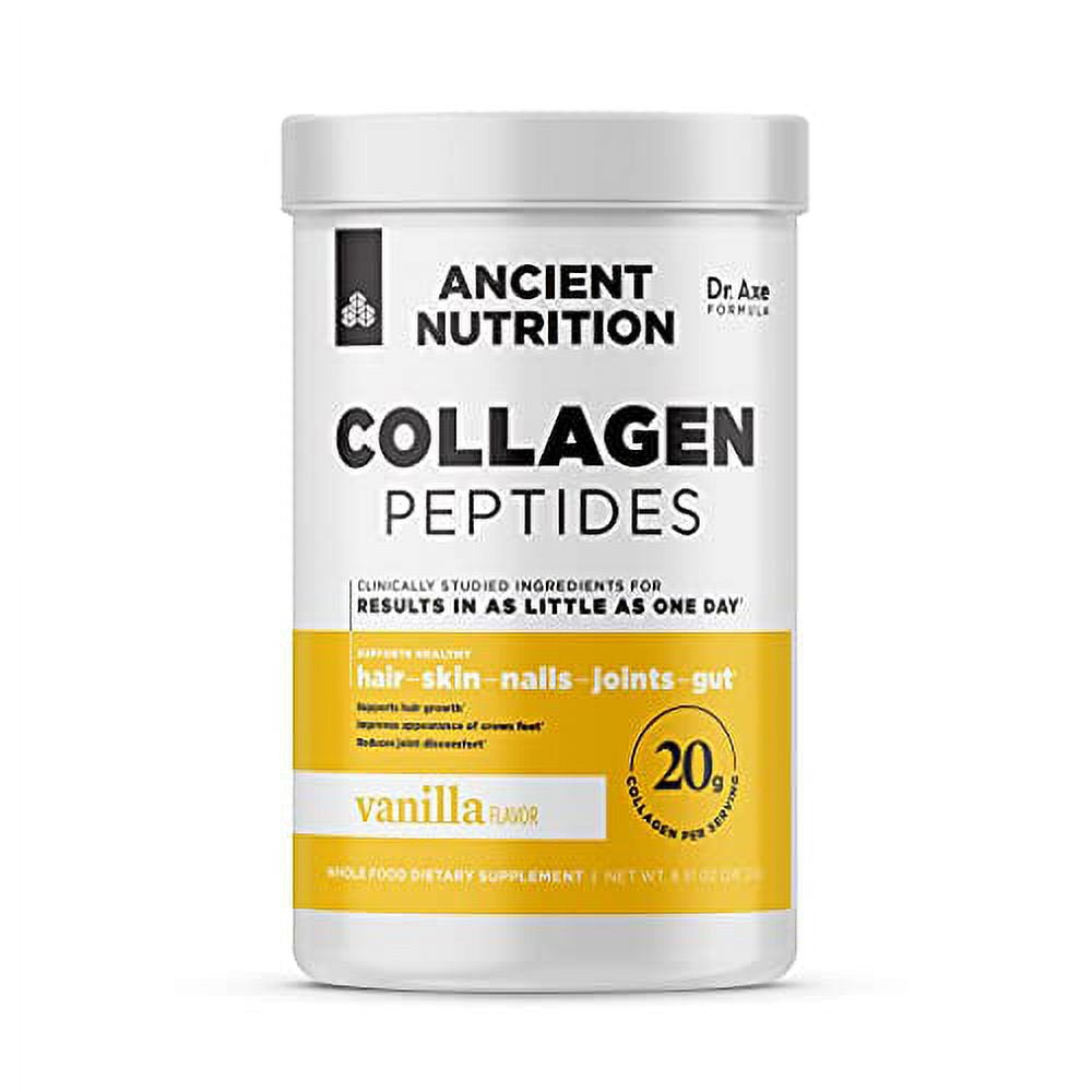 Collagen Peptides by Ancient Nutrition, Collagen Peptides Powder, Vanilla Hydrolyzed Collagen, Supports Healthy Skin, Joints, Gut, Keto and Paleo Friendly, 12 Servings, 20G Collagen per Serving