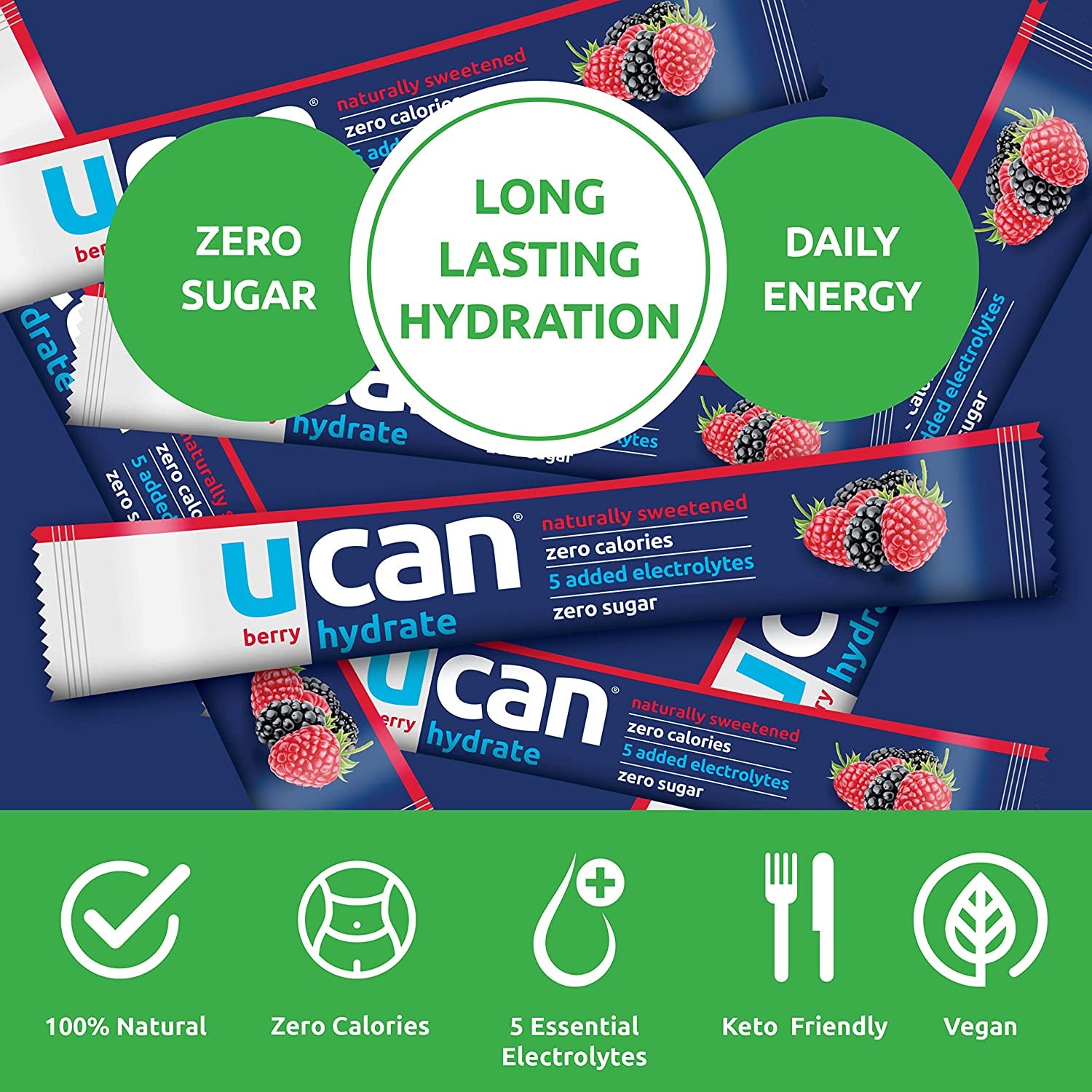 UCAN Hydrate Berry, Watermelon, Pineapple, & Lemon Lime Variety Pack - Great for Running, Training, Fitness, Cycling, Crossfit & More | Sugar-Free,