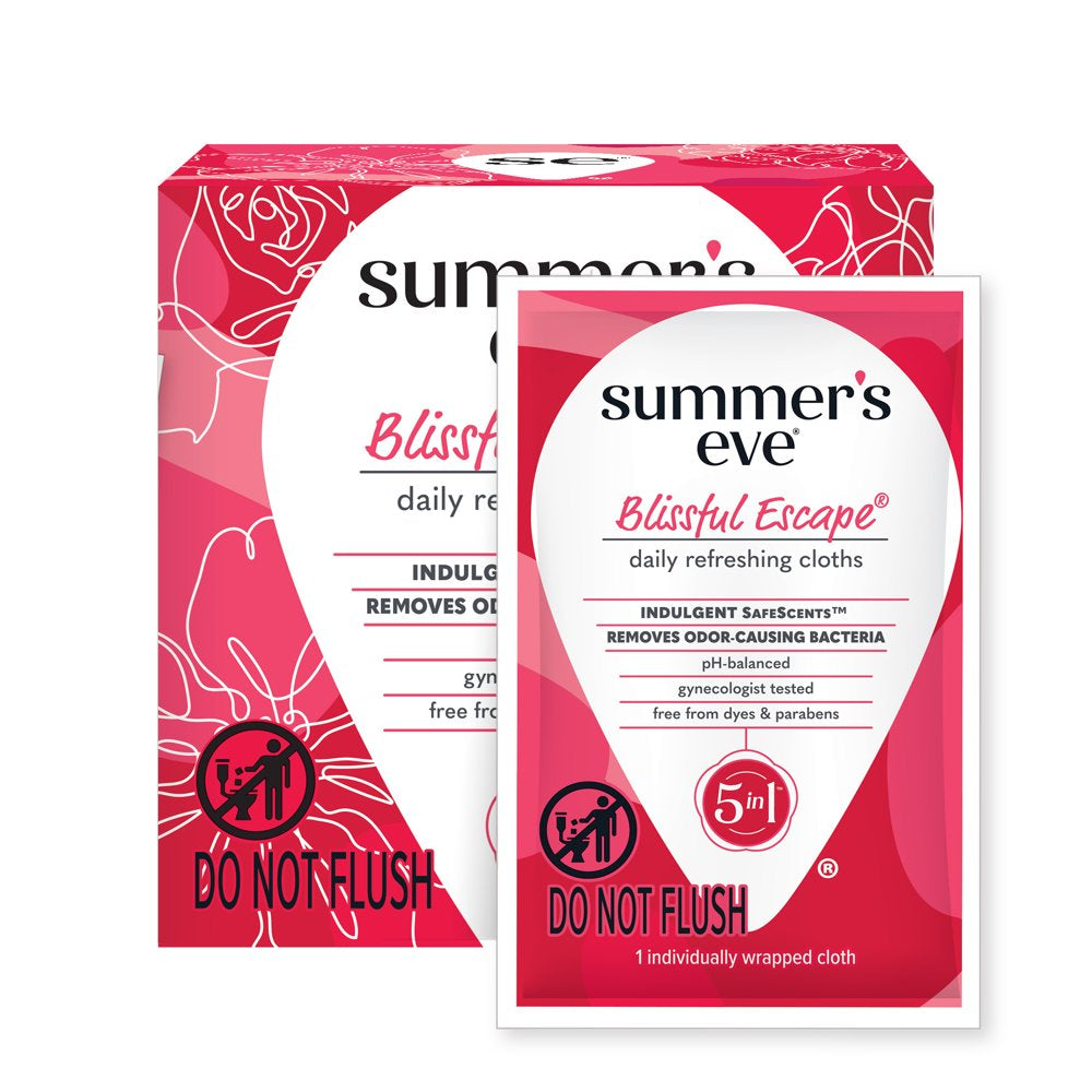 Summer'S Eve Blissful Escape Daily Refreshing Feminine Wipes, Ph Balanced, 16 Count