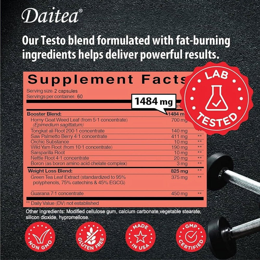 Daitea Testosterone Booster, Natural Stamina Endurance & Strength Enhancer