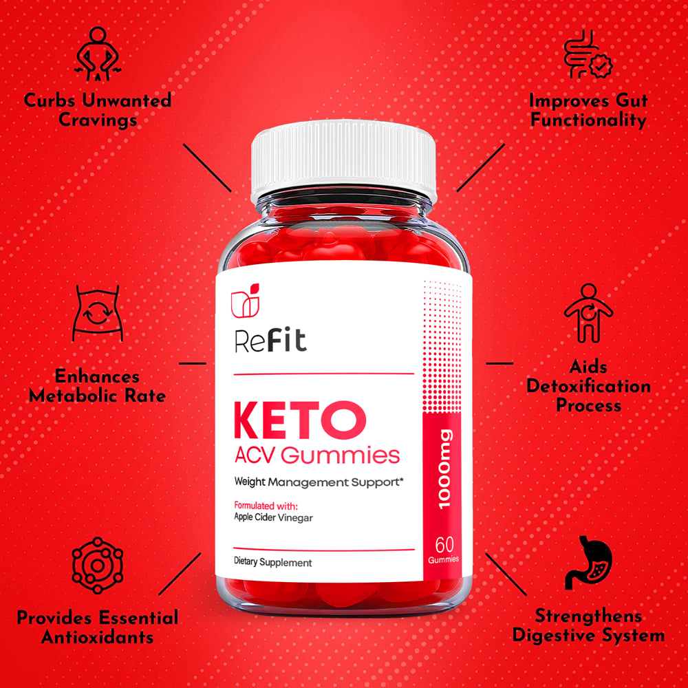 (1 Pack) Refit Keto ACV Gummies - Supplement for Weight Loss - Energy & Focus Boosting Dietary Supplements for Weight Management & Metabolism - Fat Burn - 60 Gummies