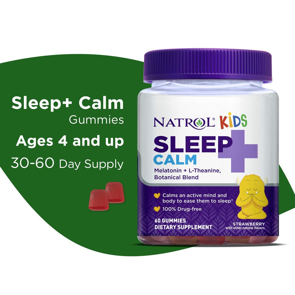 Natrol Kids Sleep+ Calm, Sleep Aid Supplement, Ages 4 and Up, Drug-Free, Berry, 60 Count