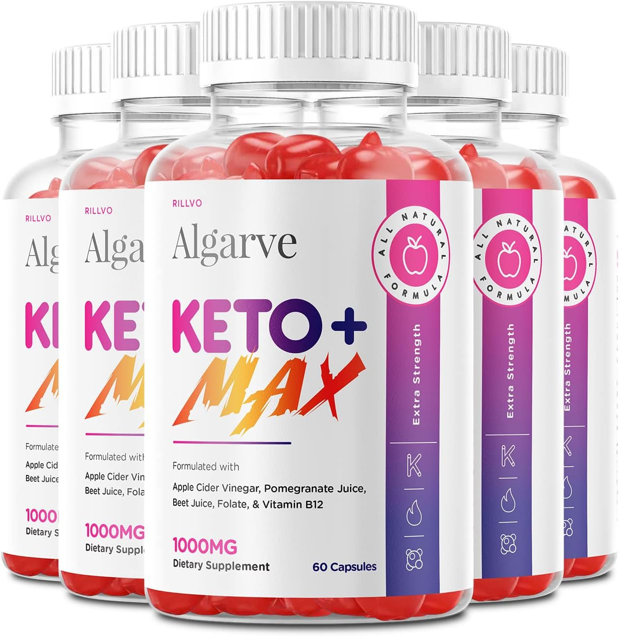 (5 Pack) Algarve Max Keto ACV Gummies - Advanced Formula Algarve Max Keto Apple Cider Vinegar Gummies (300 Gummies)