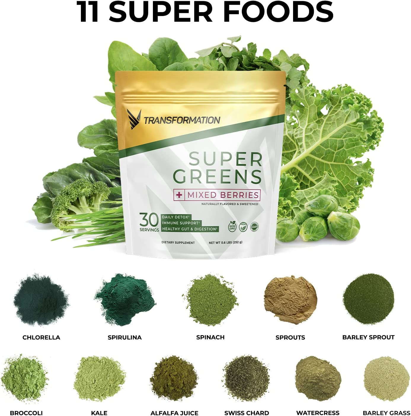 Transformation Vanilla & Chocolate Protein Powder | Super Greens Superfood Green Juice Powder | Grass-Fed Hydrolyzed Collagen Peptides Powder | Transformation Performance Shaker Blenderbottle