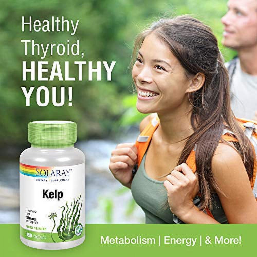 Solaray Kelp 550 Mg with Folic Acid for Healthy Thyroid Function, Energy & Metabolism Support | Non-Gmo | 180 Vegcaps