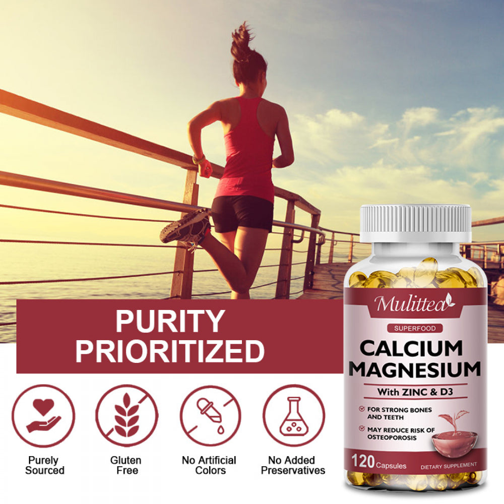 Mulittea Calcium 1000Mg Magnesium 400Mg Zinc 25Mg Vitamin D3 600Iu Health Diet Supplement -120Count