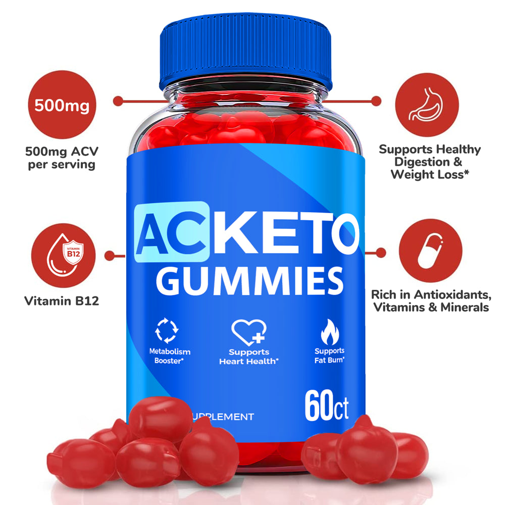 (5 Pack) AC Keto ACV Gummies - Supplement for Weight Loss - Energy & Focus Boosting Dietary Supplements for Weight Management & Metabolism - Fat Burn - 300 Gummies