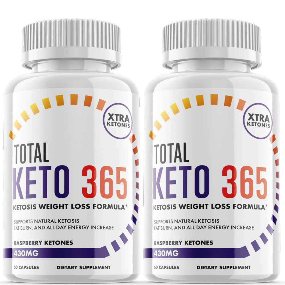 Total Keto 365 - Keto Supplement for Weight Loss - Energy & Focus Boosting Dietary Supplements for Weight Management & Metabolism - Advanced Fat Burn Raspberry Ketones Pills -120 Capsules (2 Pack)