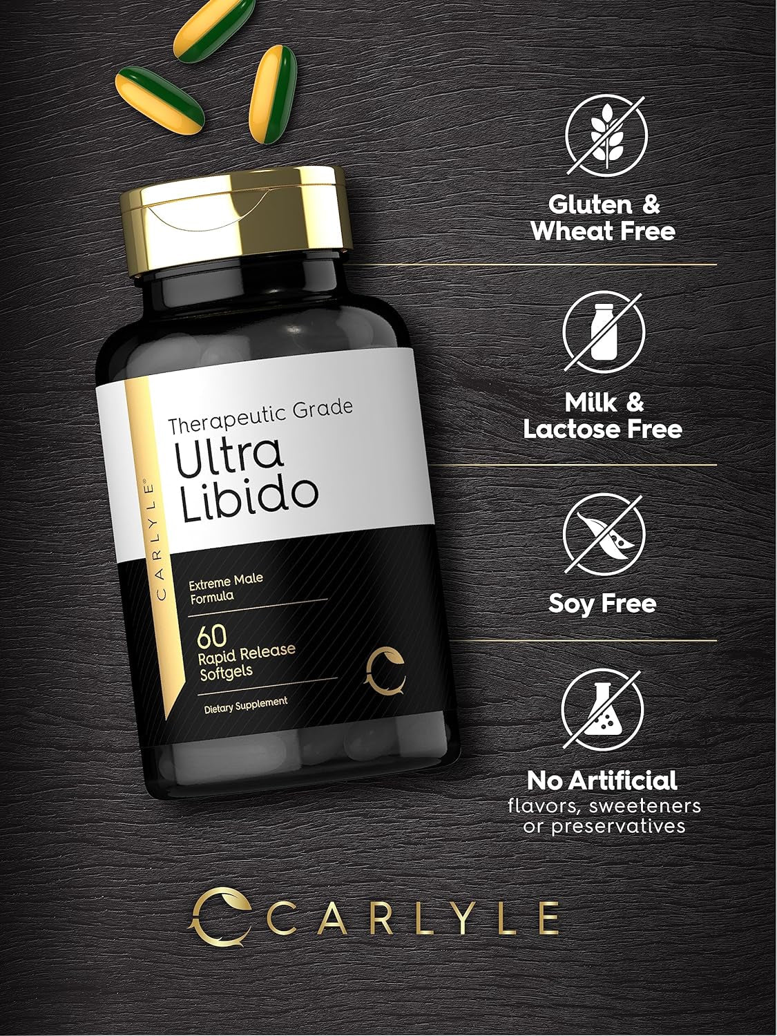 Carlyle Ultra Libido | 60 Softgels | Extreme Male Formula | Therapeutic Grade | Non-Gmo & Gluten Free Supplement