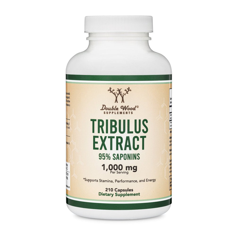 Tribulus Terrestris for Men Purest 95% Steroidal Saponin Content 210 Capsules, 1,000Mg Concentrated Natural Fruit Extract, Testosterone and Libido Support by Double Wood Supplements