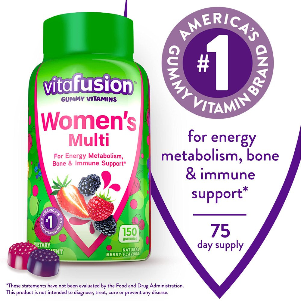Vitafusion Womens Multivitamin Gummies, Berry Flavored Daily Vitamins for Women with Vitamins A, C, D, E, B-6 and B-12, Americas Number 1 Gummy Vitamin Brand, 75 Days Supply, 150 Count