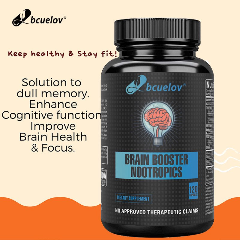 Super Nootropic Brain Booster Supplement - Enhance Focus, Boost Concentration & Improve Memory | Mind Enhancement with Ginkgo Biloba & St Johns Wort for Neuro Energy & IQ