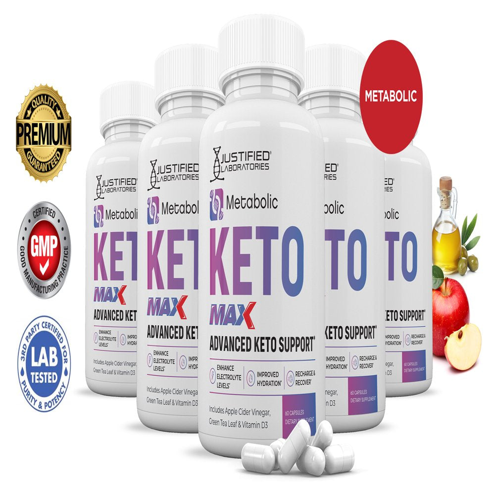 (5 Pack) Metabolic Keto ACV MAX Pills 1675Mg Alternative to Gummies Dietary Supplement 300 Capsules