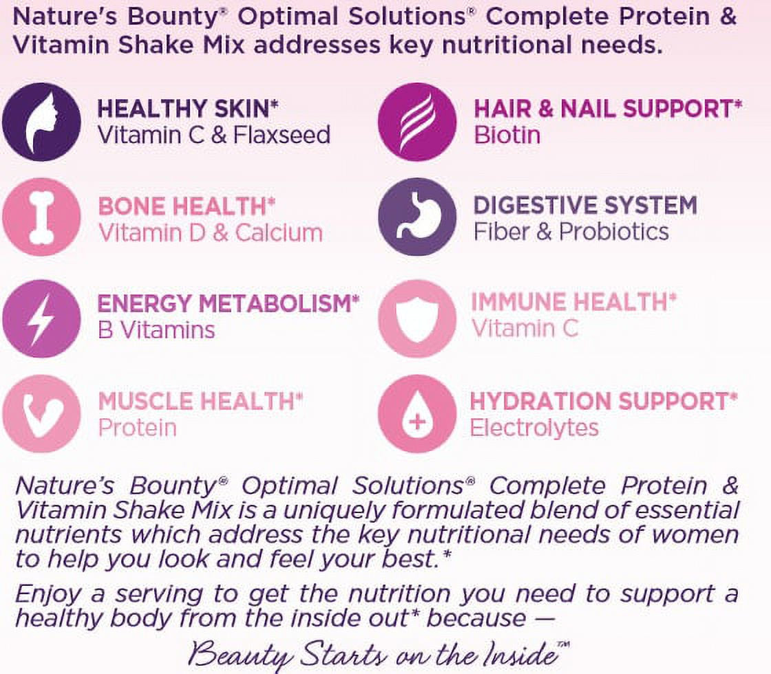 Nature'S Bounty Optimal Solutions Protein Powder with Collagen, Chocolate, 1 Lb