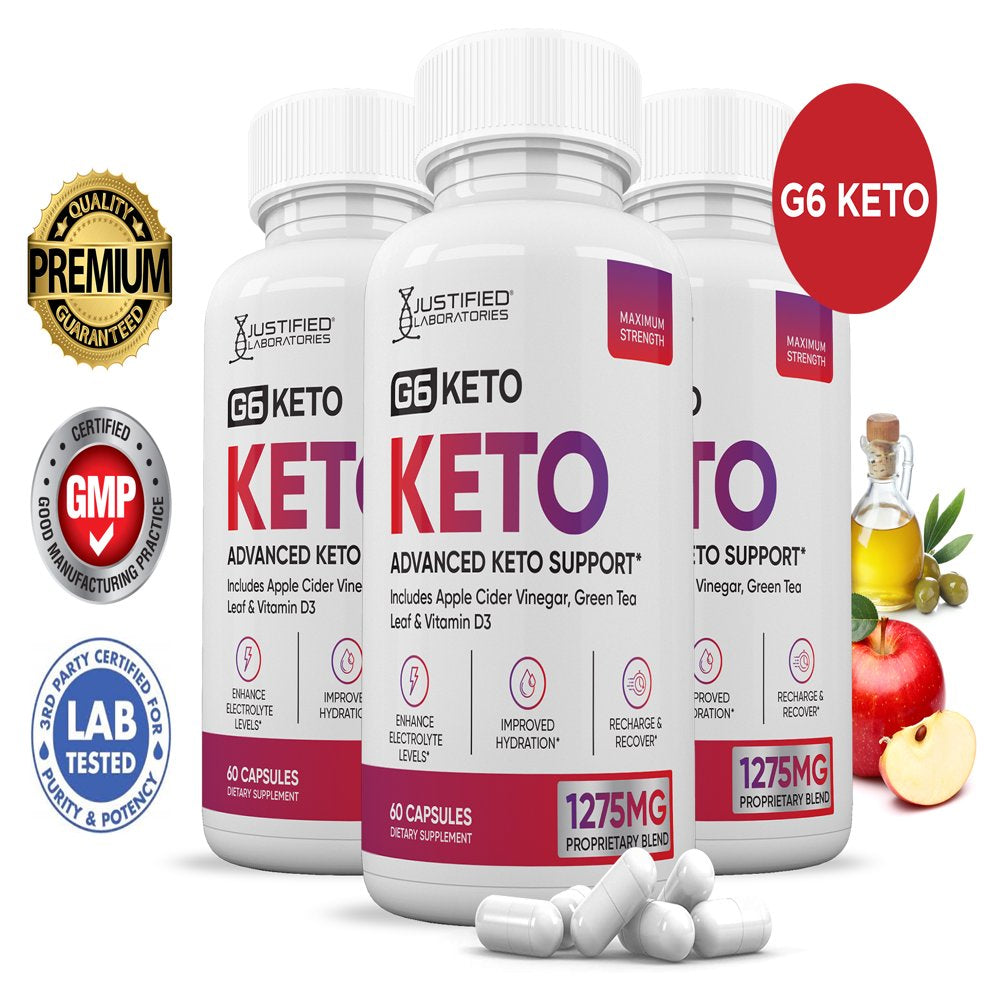 (3 Pack) G6 Keto ACV Pills 1275Mg Alternative to Gummies Dietary Supplement 180 Capsules