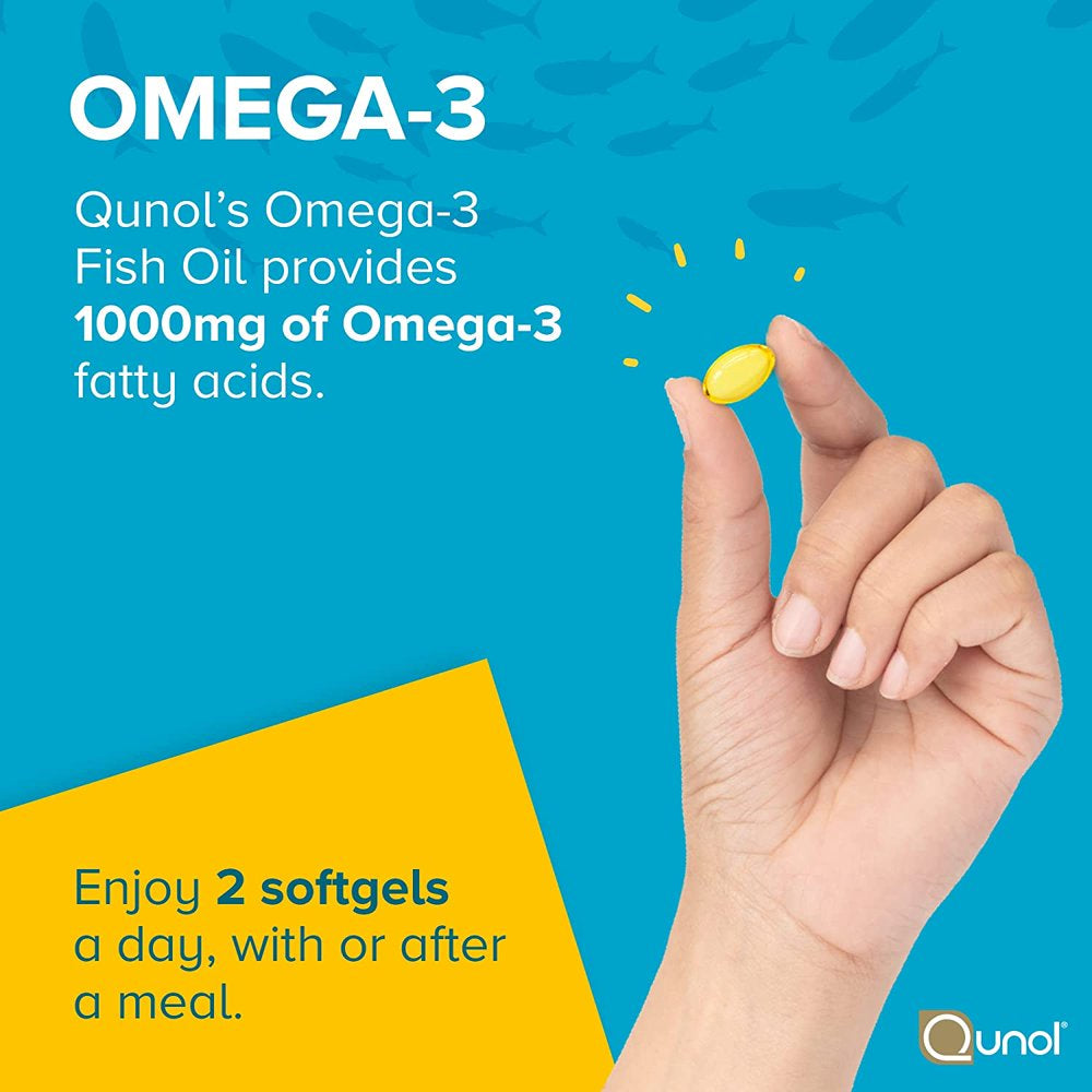 Qunol Mini Omega-3 Fish Oil Supplement (180 Count) Heart Health Support with 1000Mg Wild Caught Omega-3 Fatty Acids (Including EPA & DHA)