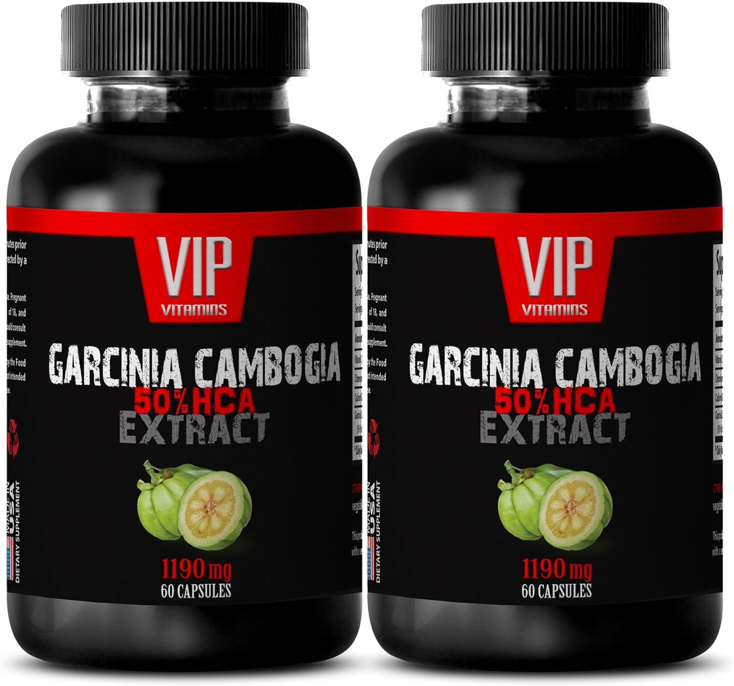 VIP VITAMINS Cholesterol Health - Garcinia CAMBOGIA Extract 1190 MG, with Calcium, Chromium, Vitamin C - Garcinia Cambogia Capsules, 2 Bottles (120 Capsules)