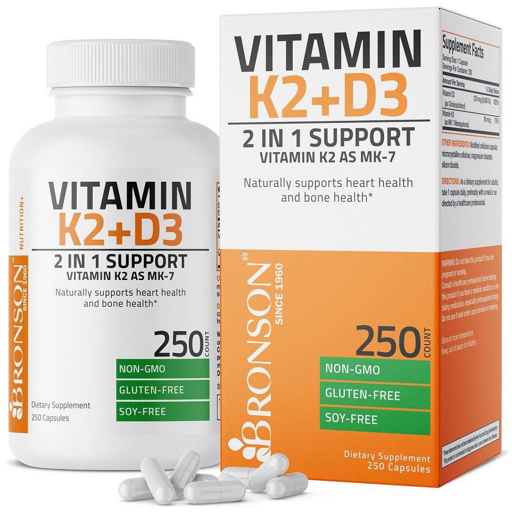 Vitamin K2 (MK7) W/ D3 Bone & Heart Health Non GMO & Gluten Free Easy to Swallow, 120 Count