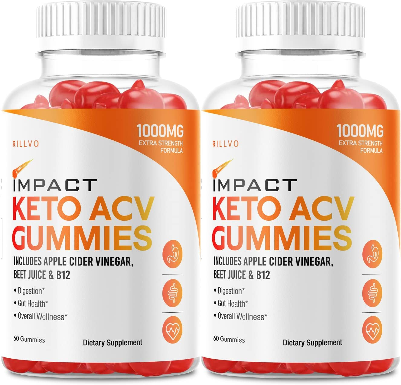 (2 Pack) Impact Keto Gummies Advanced Formula Impact Keto ACV Gummies Apple Cider Vinegar (120 Gummies)