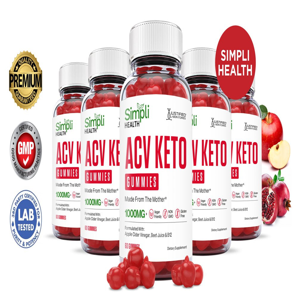 (5 Pack) Simpli Health Keto ACV Gummies 1000MG Dietary Supplement 300 Gummys