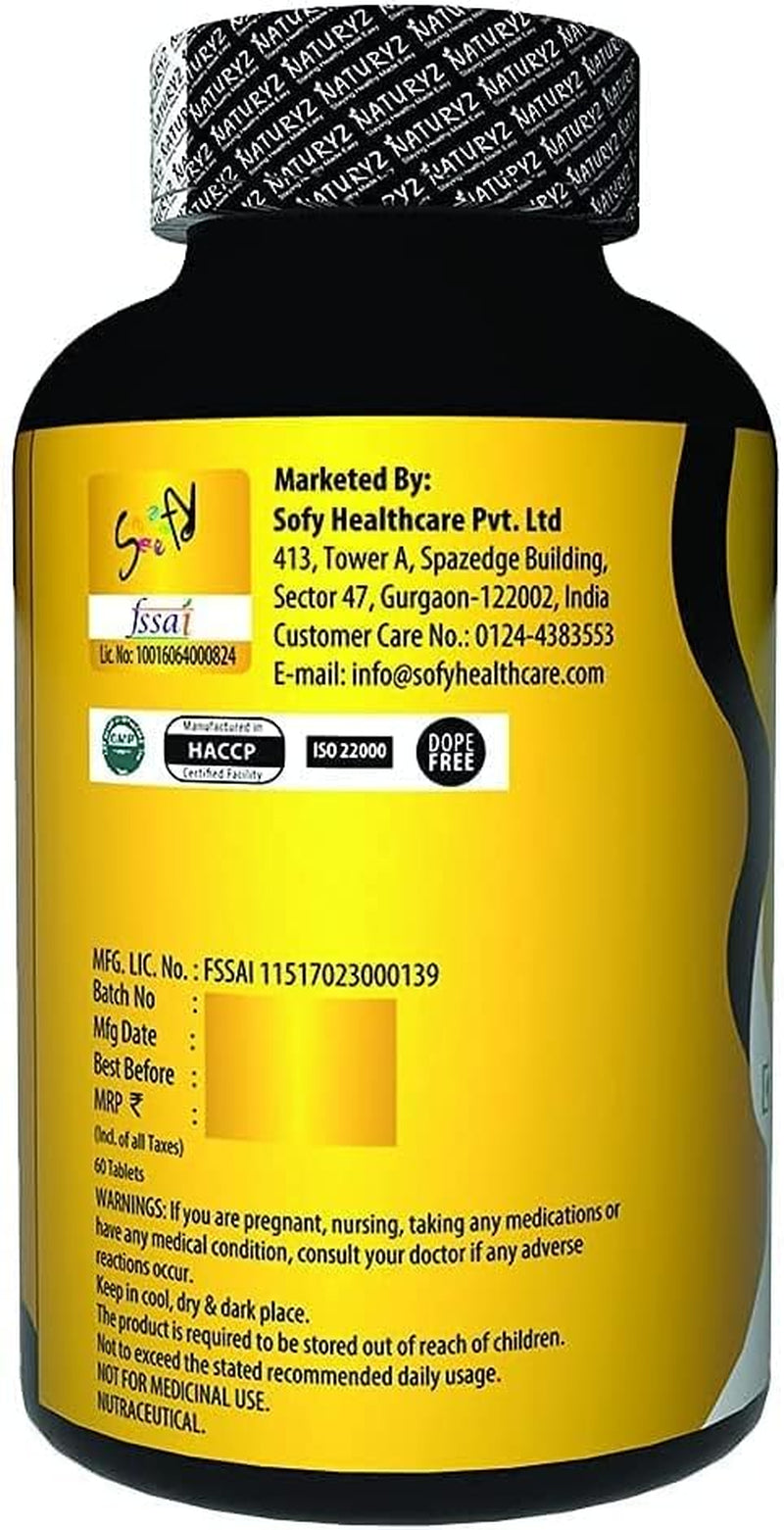 MIYUU Naturyz Arginine Gold Pre-Workout Tablets with 1500Mg L- Arginine, 400Mg Citrulline, Beetroot Powder & Fenugreek Extract per Serving - 60 Tablets