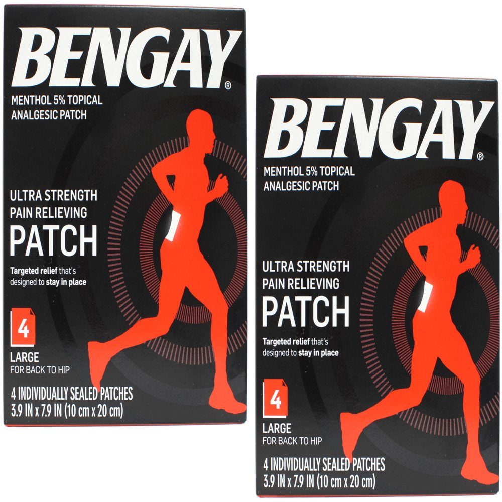 2 Pack - Bengay Ultra Strength, Pain Relieving Patch, Large Size, 4 Count Each