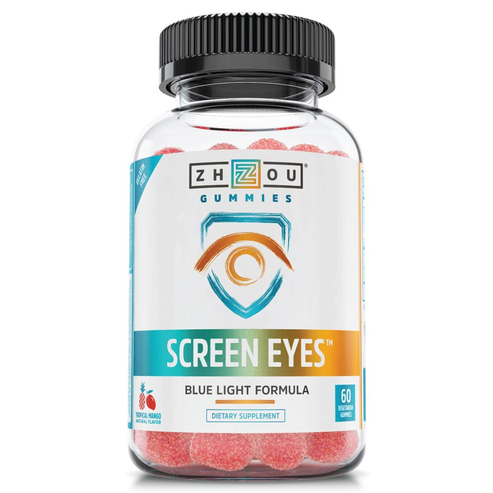 Zhou Screen Eyes Gummies | Formulated with Lutemax 2020 and Marigold Extract | Blue Light Formula | Tropical Berry Flavor | 30 Servings, 60 Chewable Gummies