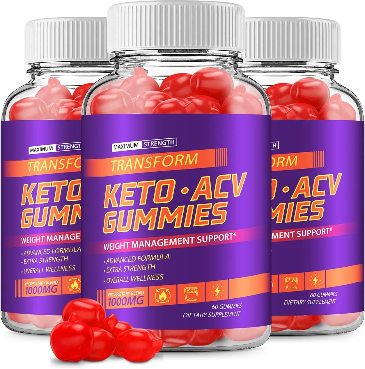 (3 Pack) Transform Keto ACV Gummies Advanced Formula (180 Gummies)