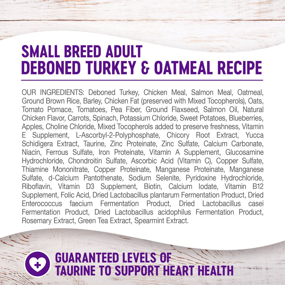 Wellness Complete Health Natural Dry Small Breed Dog Food, Turkey & Oatmeal, 12-Pound Bag